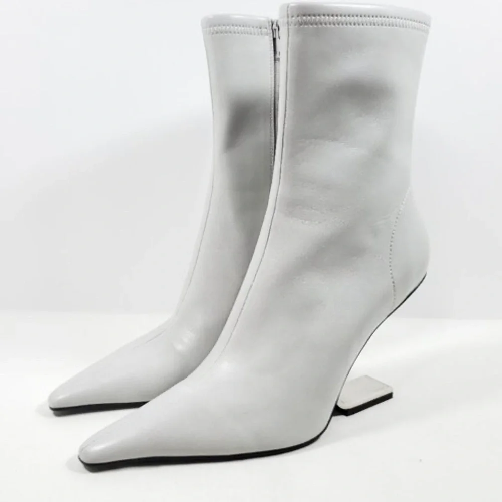 JEFFREY CAMPBELL LIGHT GREY HIDDEN HEEL ANKLE BOOTS SIZE 8 - Picture 1 of 7